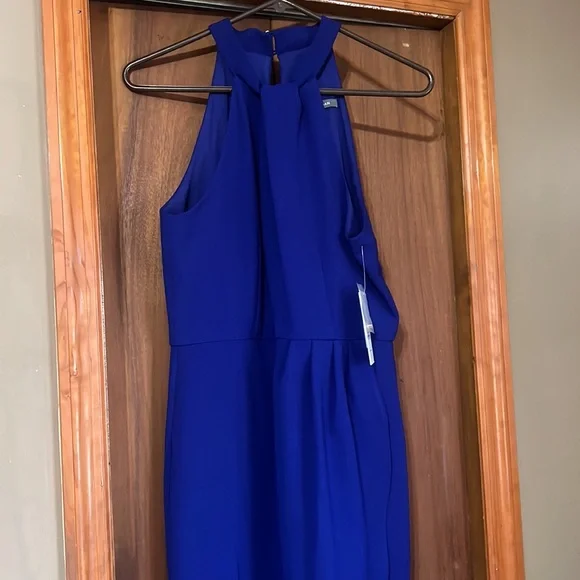 NWT Julia Jordan marine blue knot neck tulip hem dress sz 8 - Picture 2 of 3